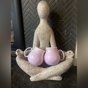 Handmade Lavender Studio Pottery Mug Pair — Artist Stamped Crystalline Glaze